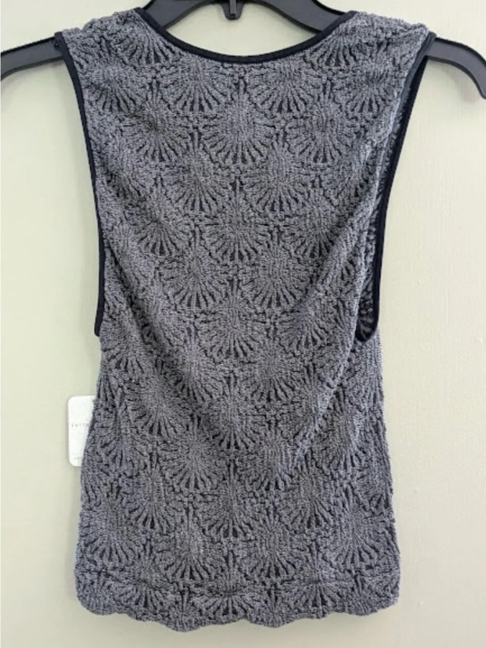 Free People Gray Crochet V-Neck Tank Top